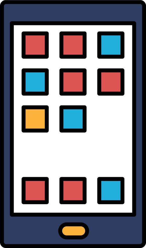 A phone with a blue background and a red and blue square on the screen vector