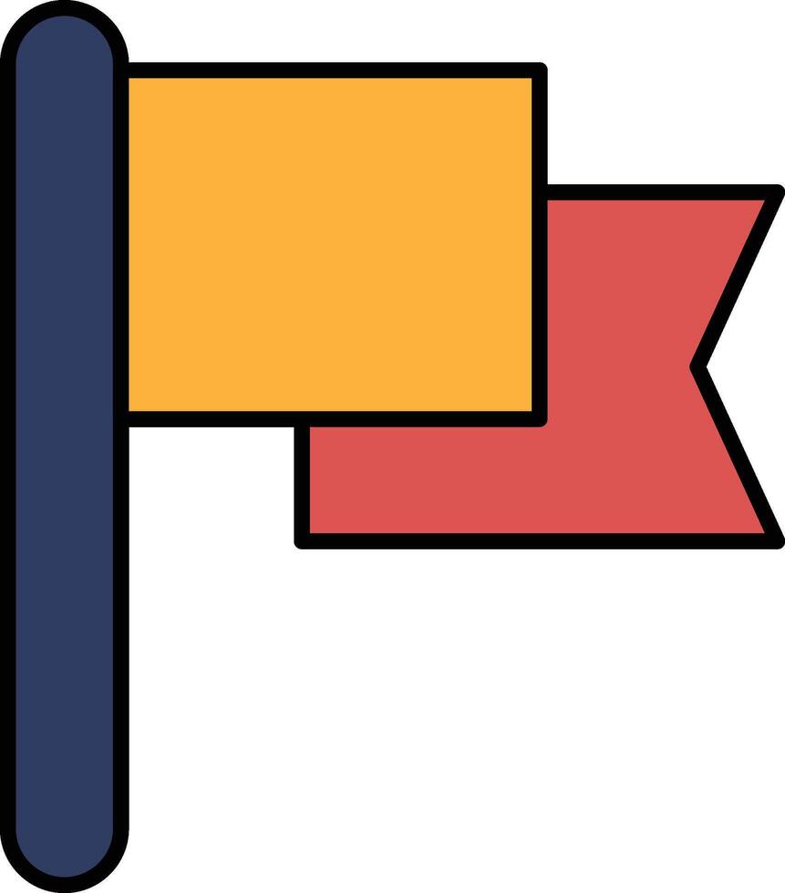 A flag with a blue pole and a yellow and red flag vector