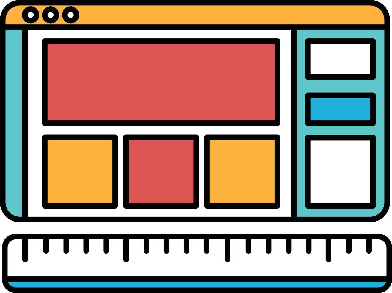 The computer monitor with a ruler next to it vector
