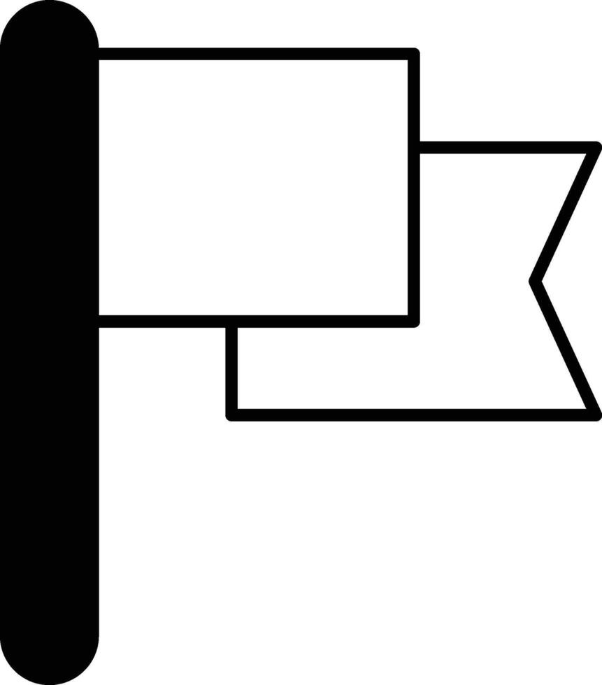 A flag with a white background and a black pole vector