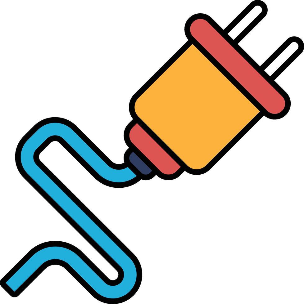 A blue and red plug with a yellow plug on the end vector