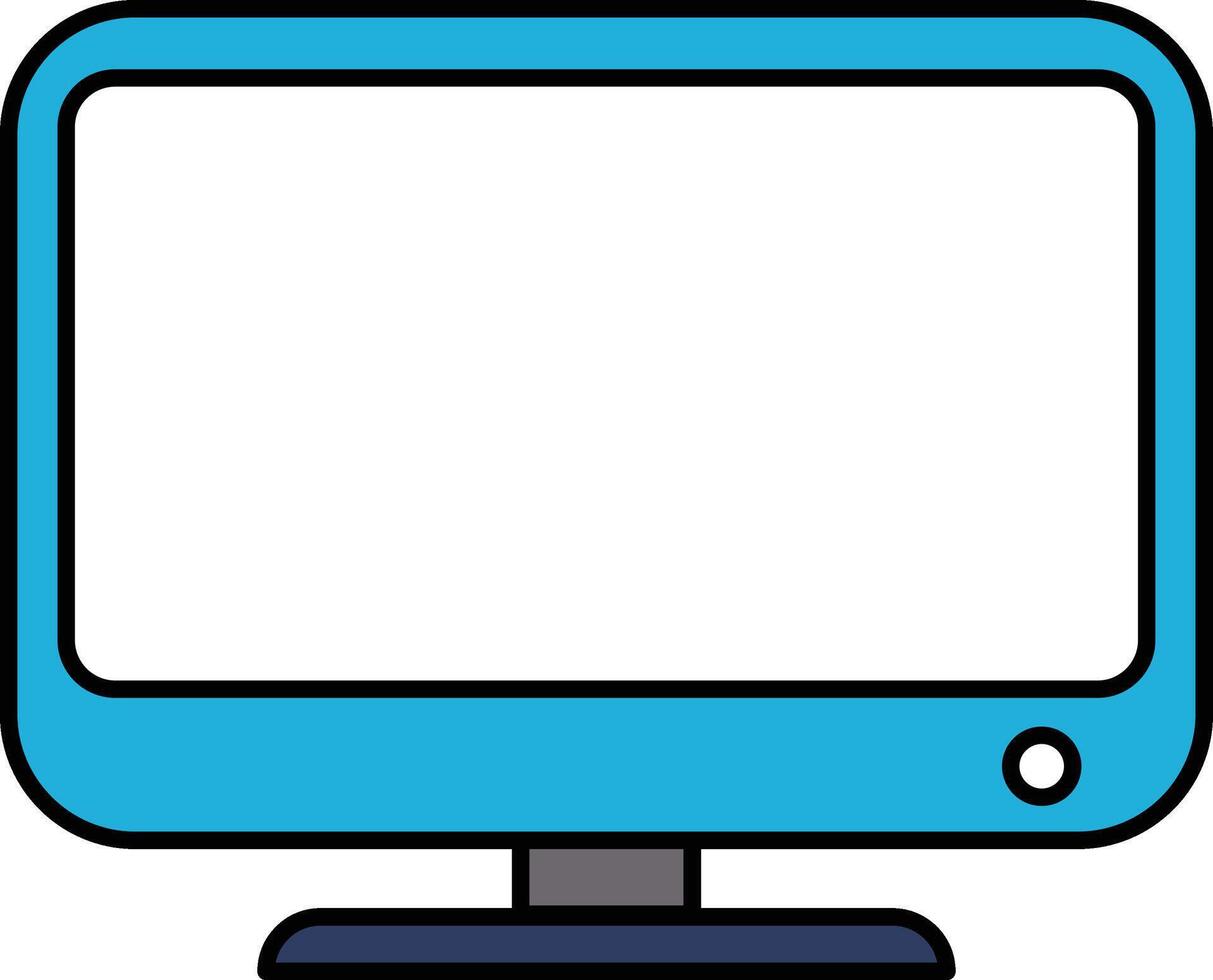 A blue computer monitor with a black keyboard vector