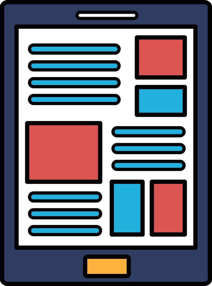 A phone with a blue screen and red and blue squares on it vector