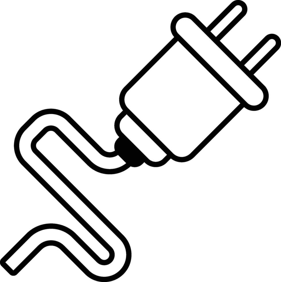 A black and white drawing of a plug with a wire coming out of it vector