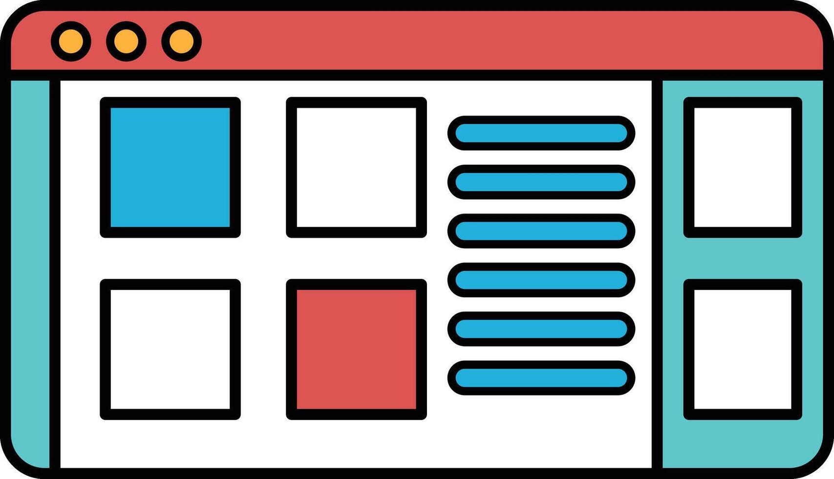 A computer monitor with a blue background and red and white squares vector