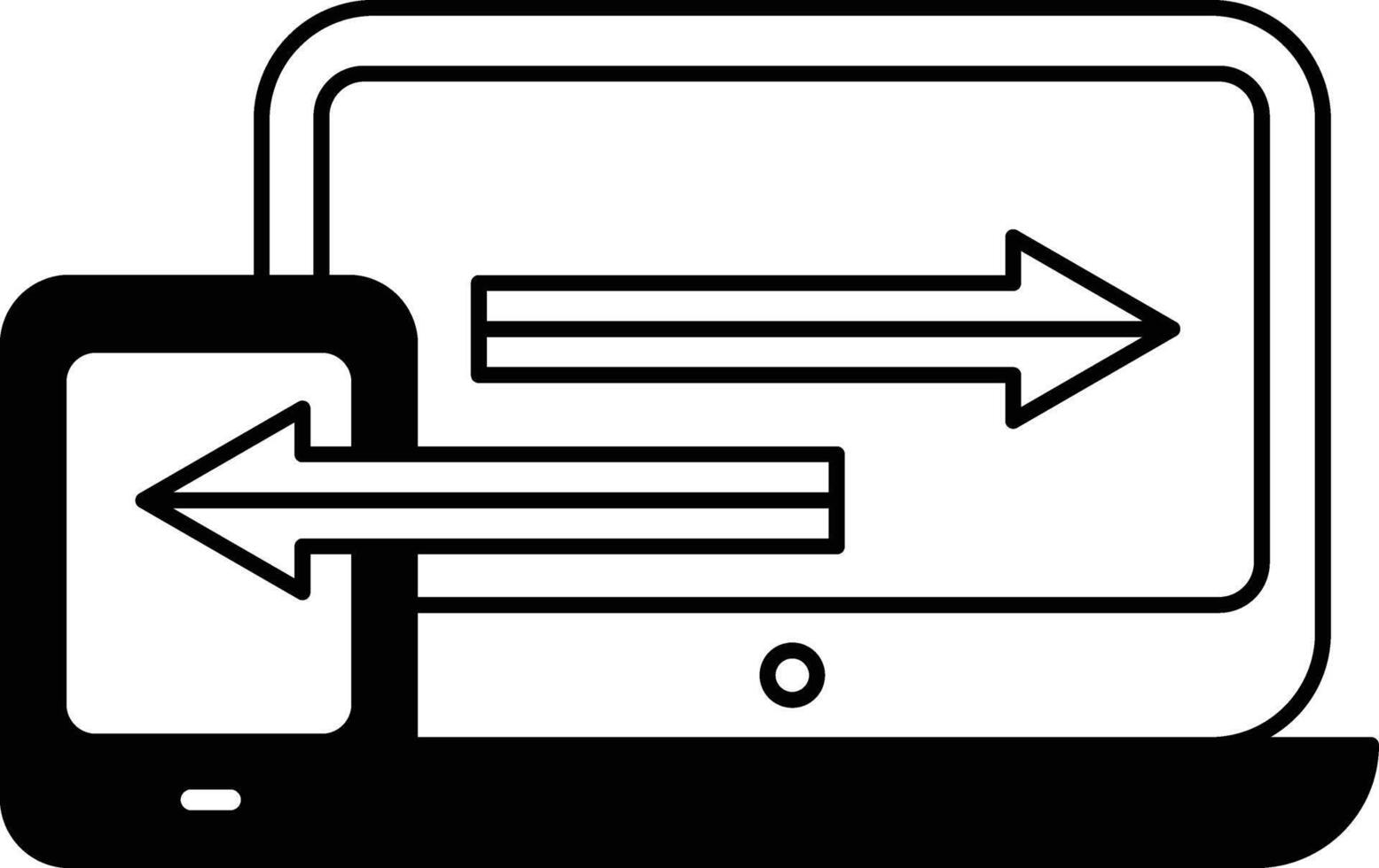 A laptop and a phone are connected to each other vector