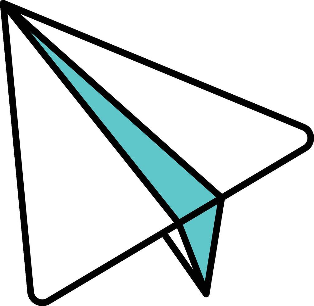 A blue and white paper airplane with a blue wing vector