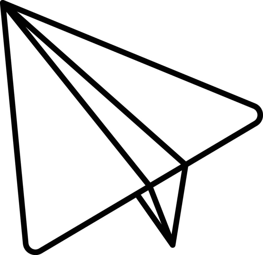 A paper airplane is drawn in black and white vector