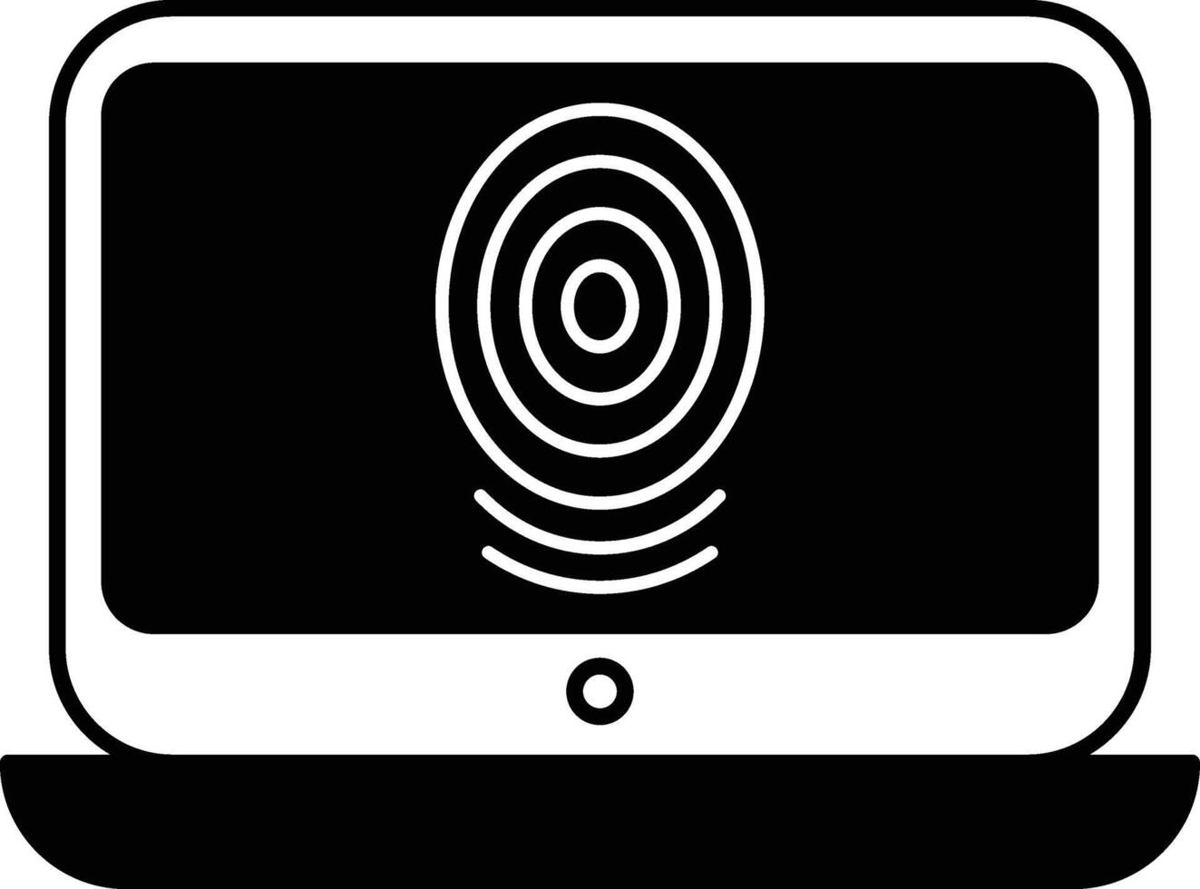 The Illustration in the concept of Laptop with fingerprint in line art style vector