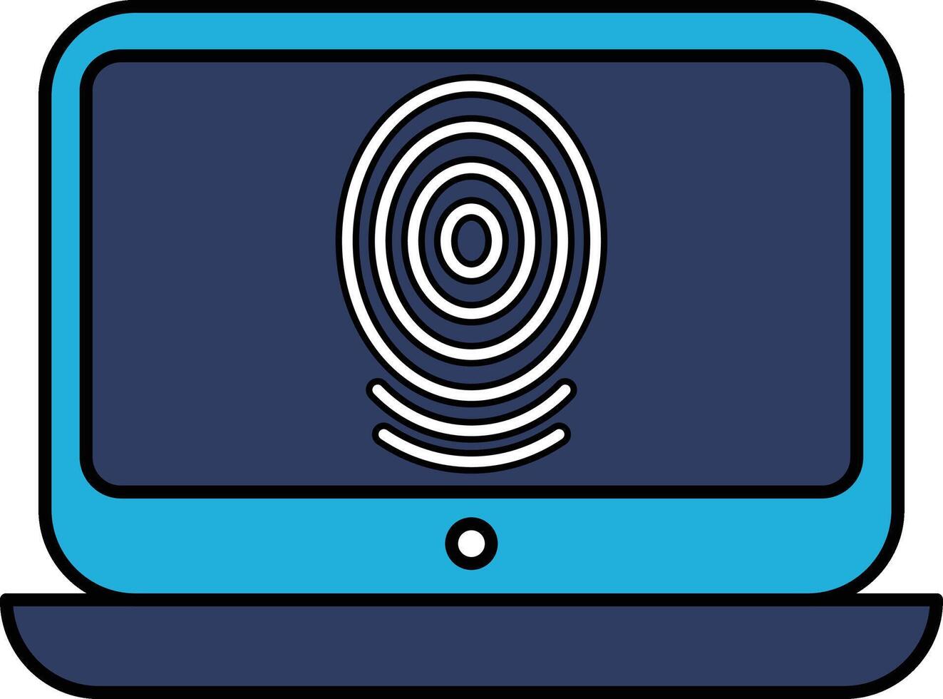An Illustration in the concept of Laptop with fingerprint in line art style vector