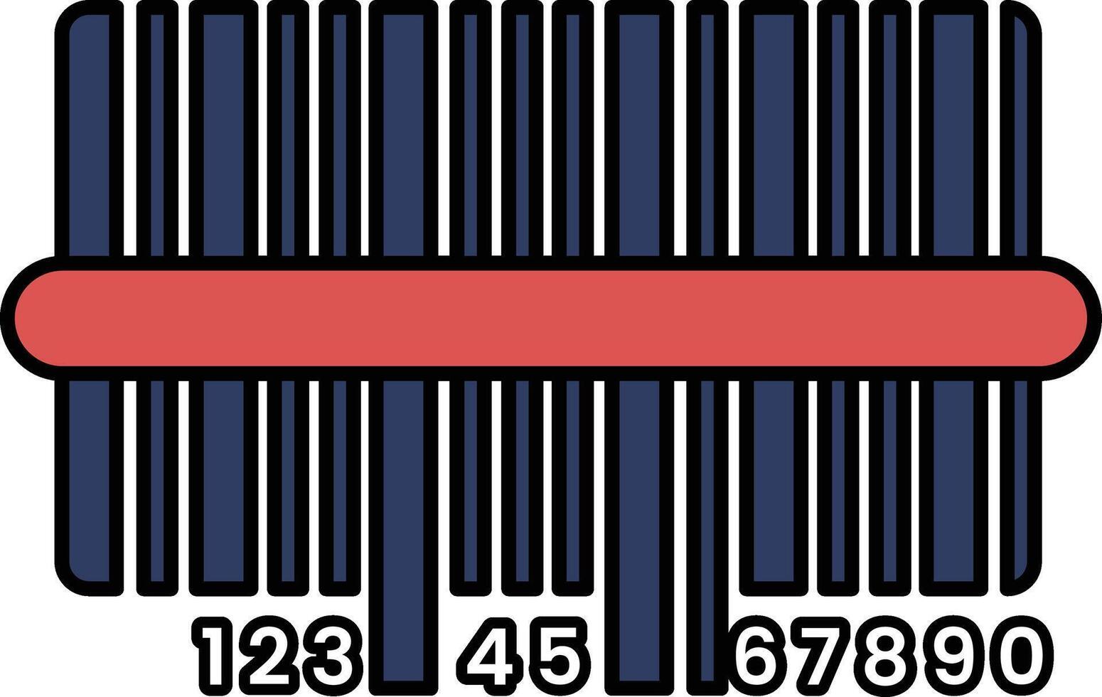 A barcode with numbers 1 through 9 and a red stripe vector