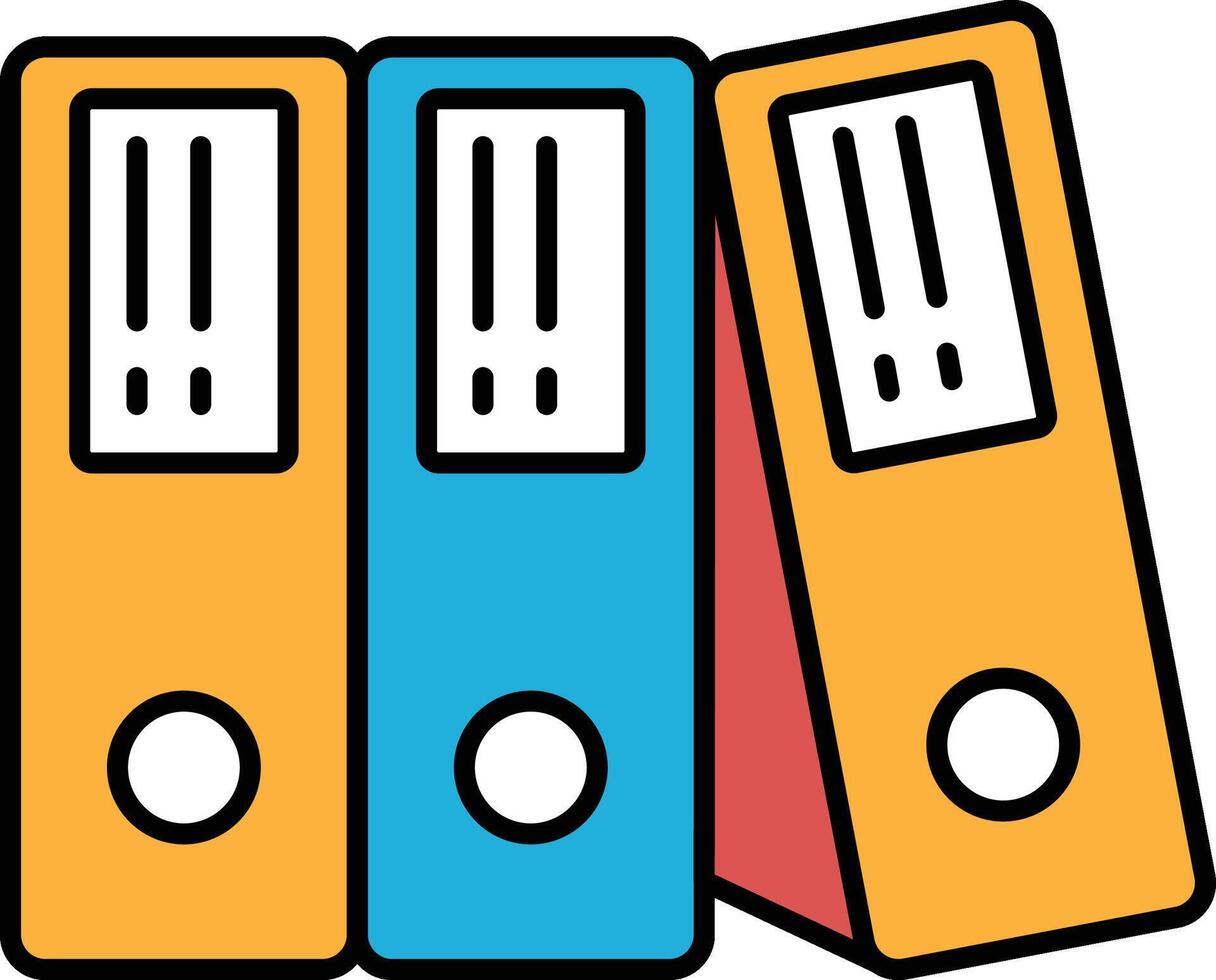 Three orange and blue binders stacked on top of each other vector