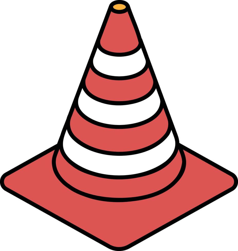 A red and white cone with a white stripe on it vector