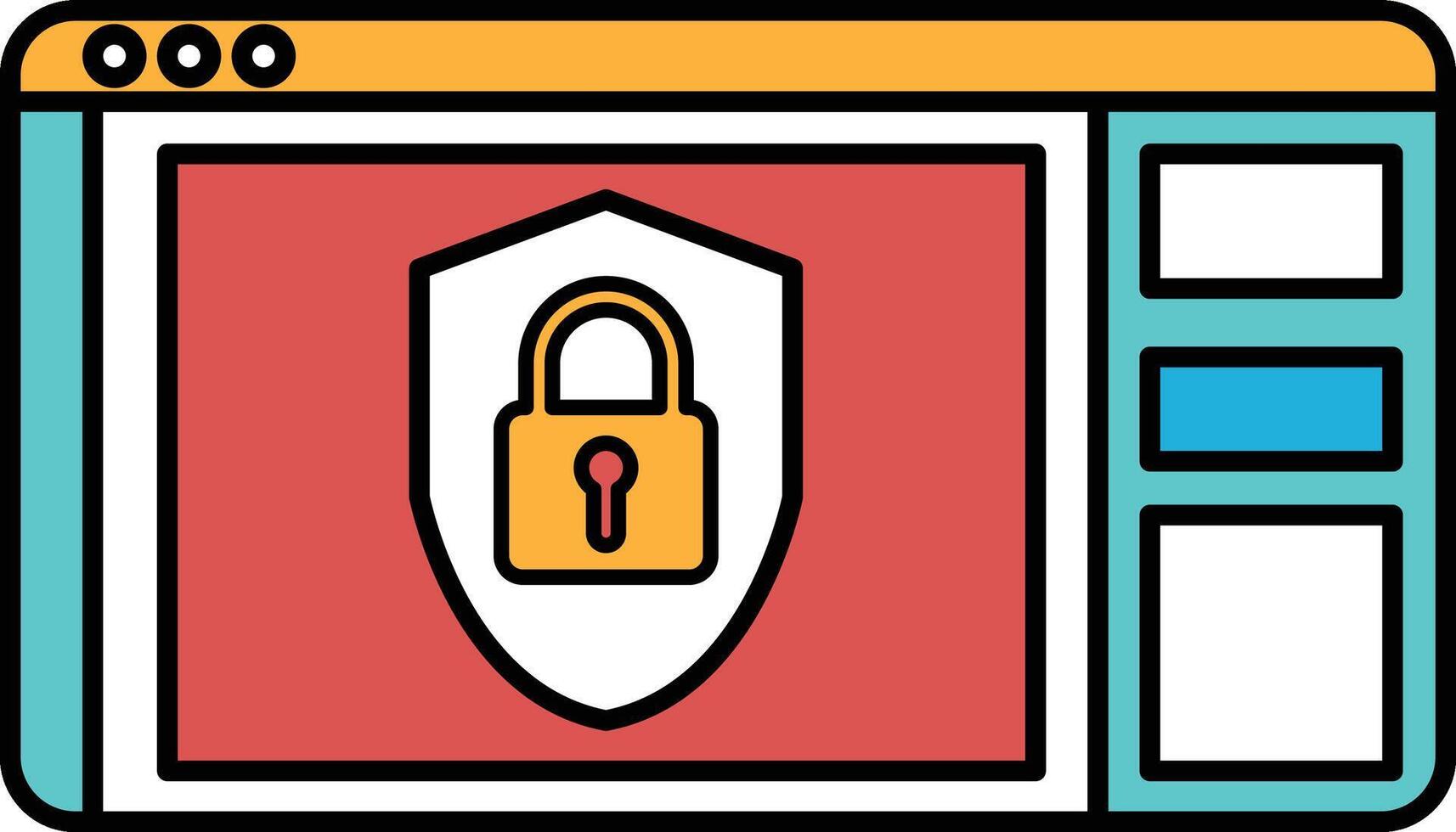 A computer screen with a red background and a yellow lock on it vector