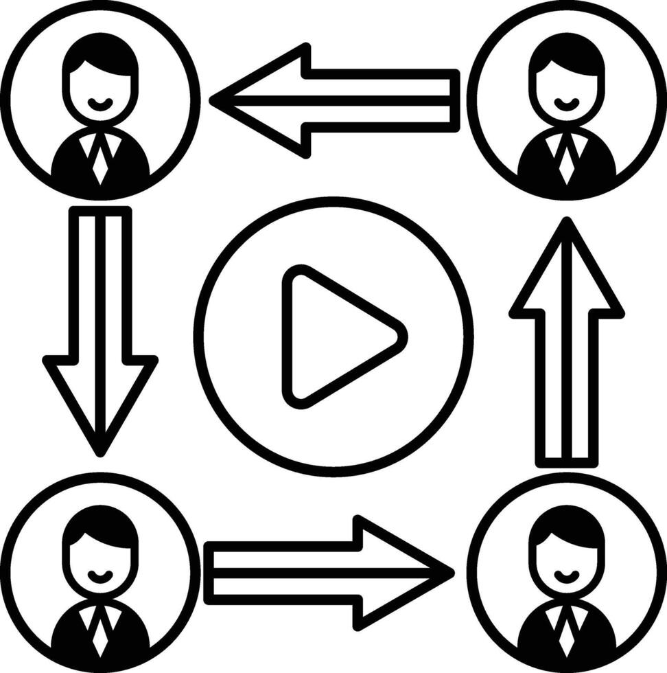 cartoon of four people with arrows pointing to them vector