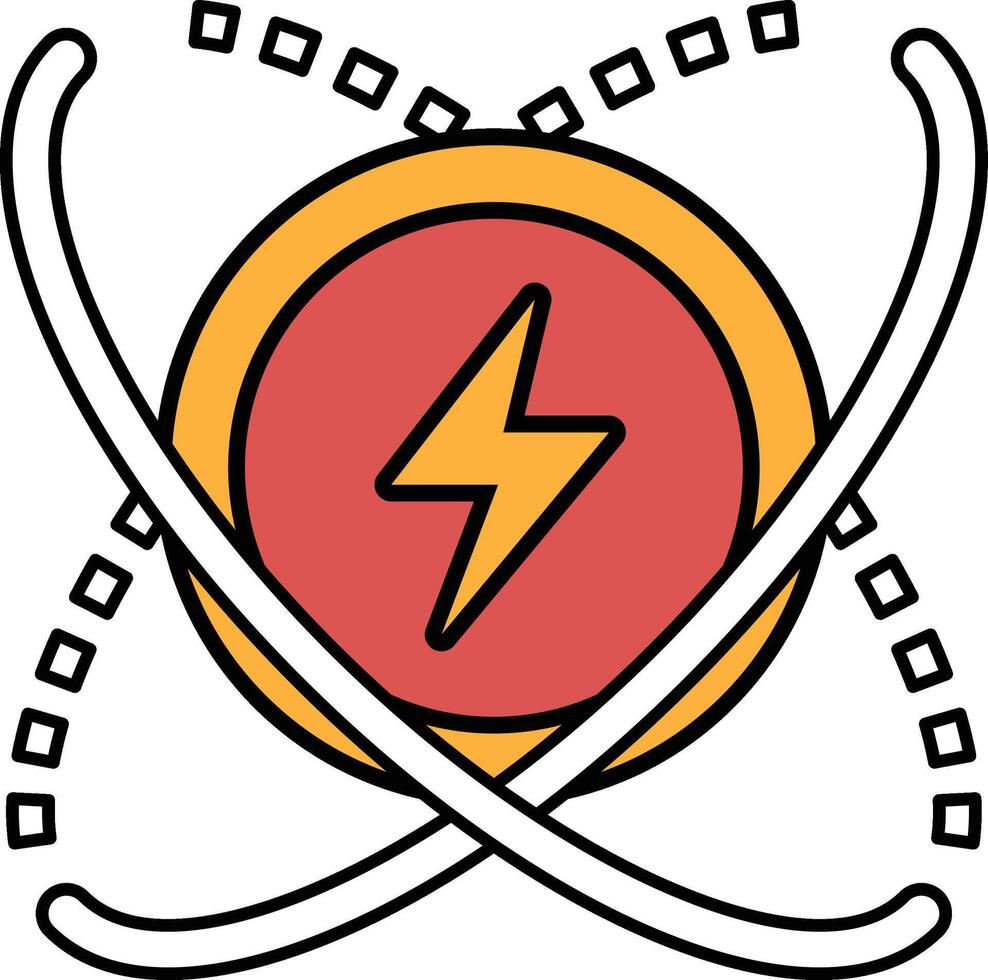 A red and white circle with a lightning bolt in the middle vector