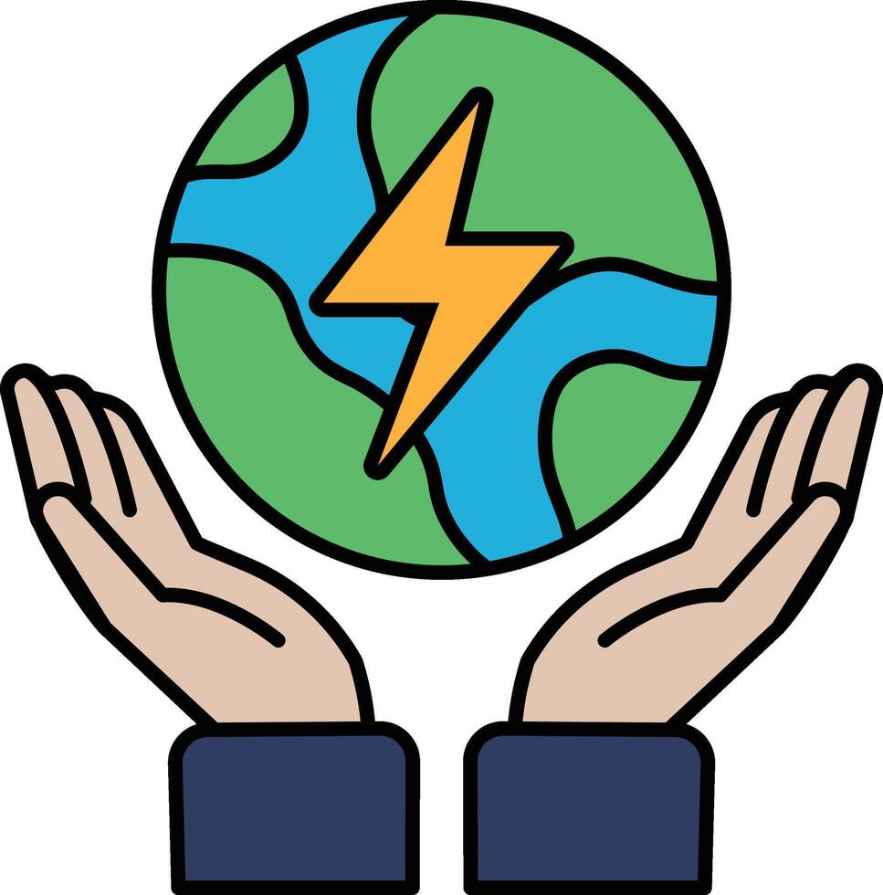 A hand holding a globe with a lightning bolt on it vector