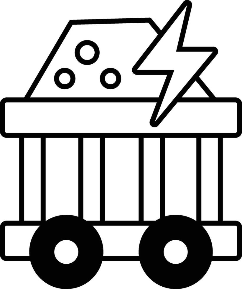 cartoonish drawing of a train car with a lightning bolt on it vector