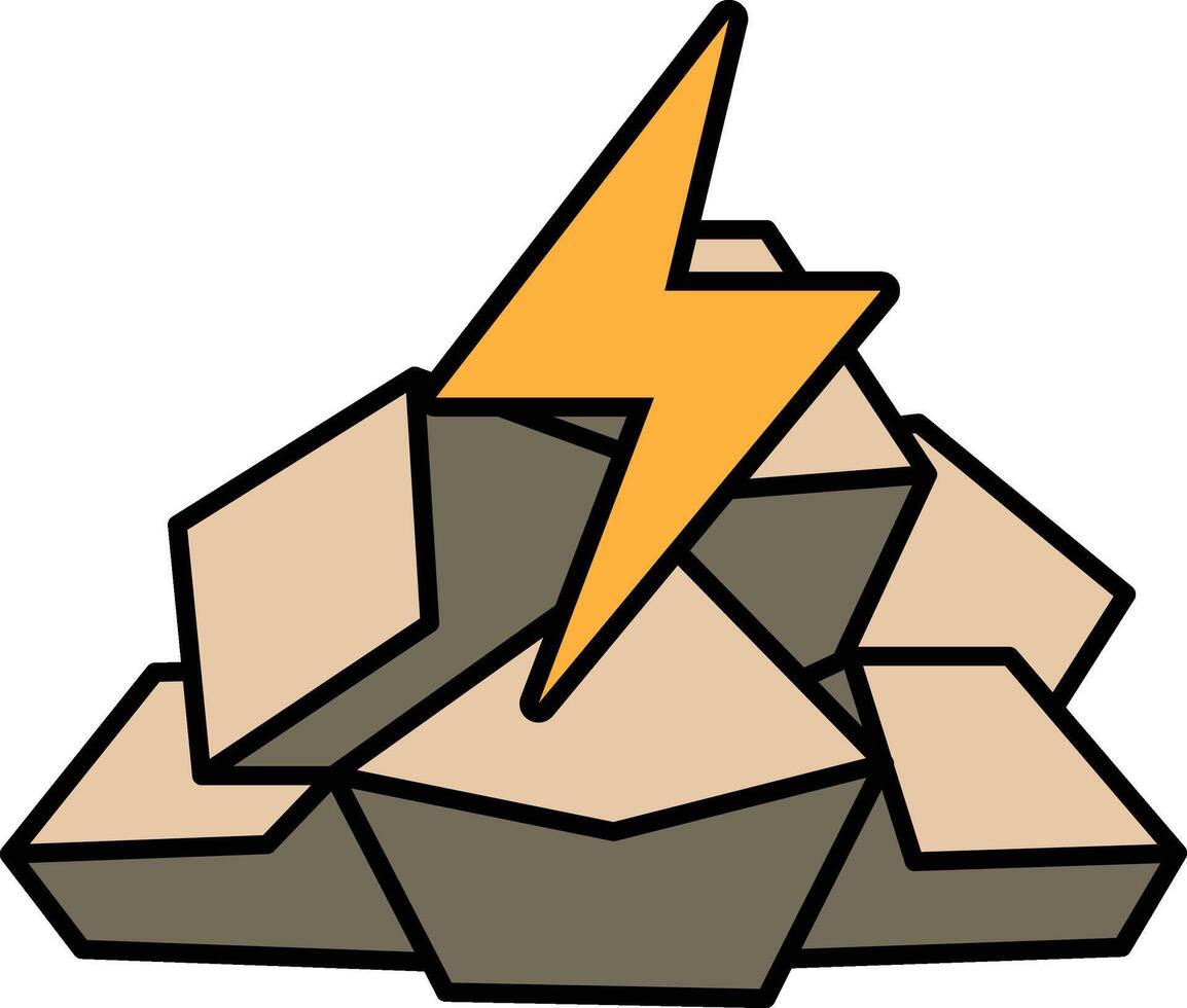A rock pile with a lightning bolt on top vector