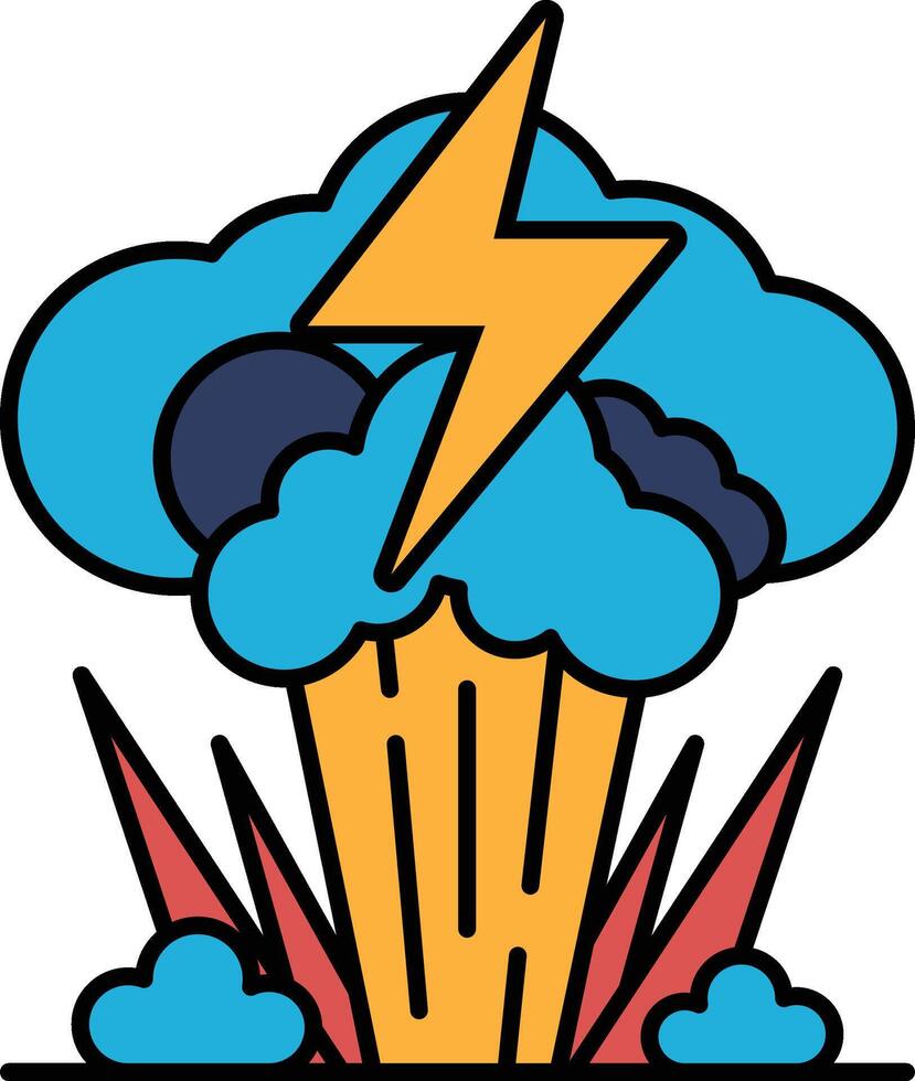 A cartoon drawing of a large explosion with a lightning bolt in the middle vector