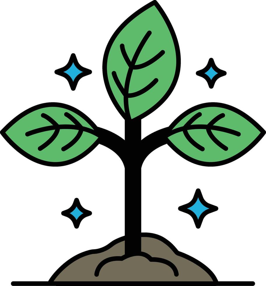 A green leafy plant with three leaves and a star on top vector