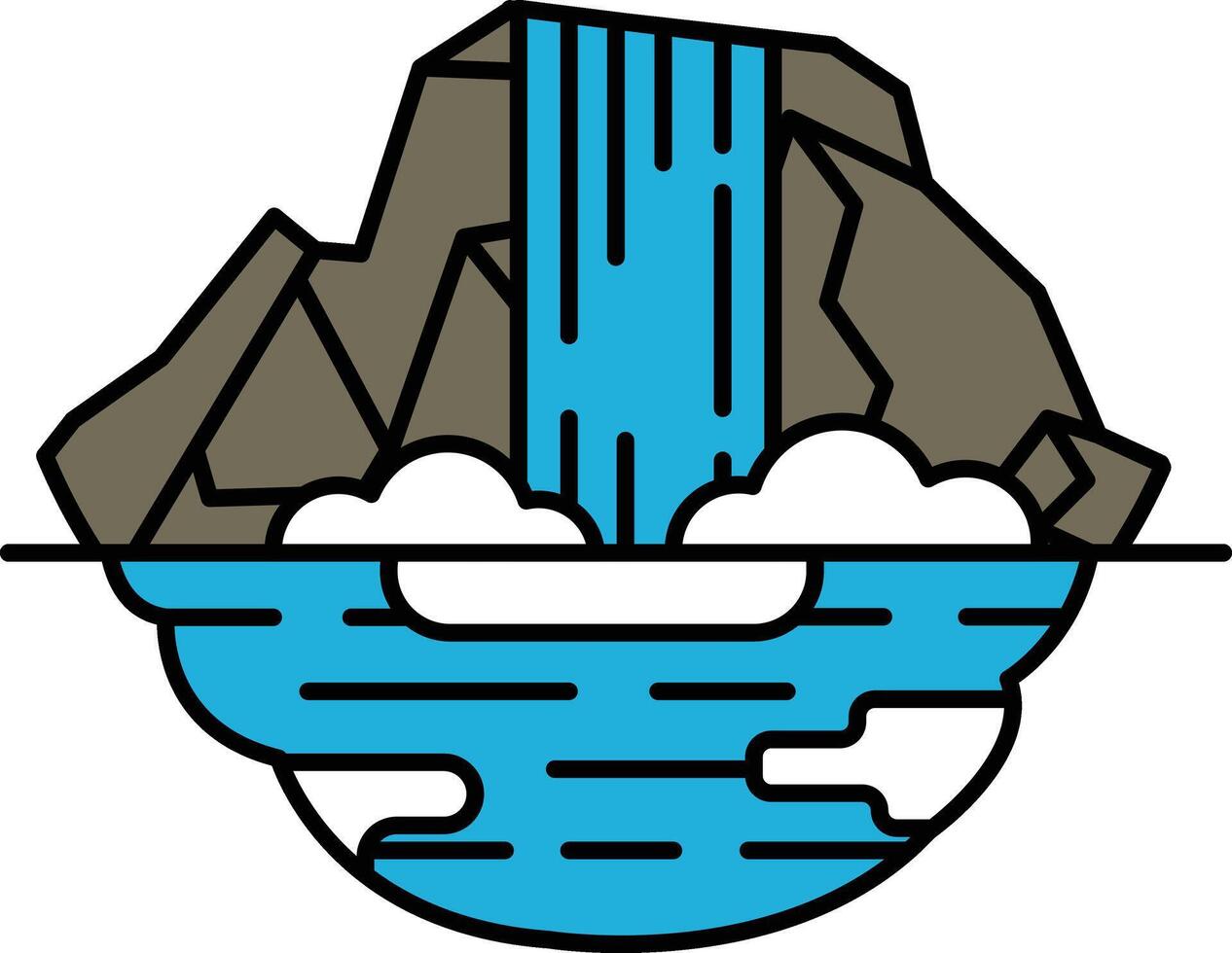 A blue waterfall is flowing into a body of water vector