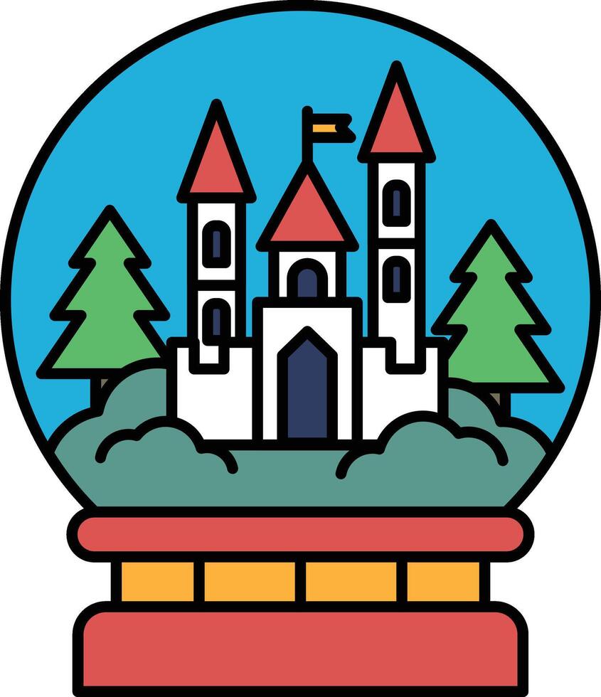 A castle is shown in a snow globe with trees in the background vector