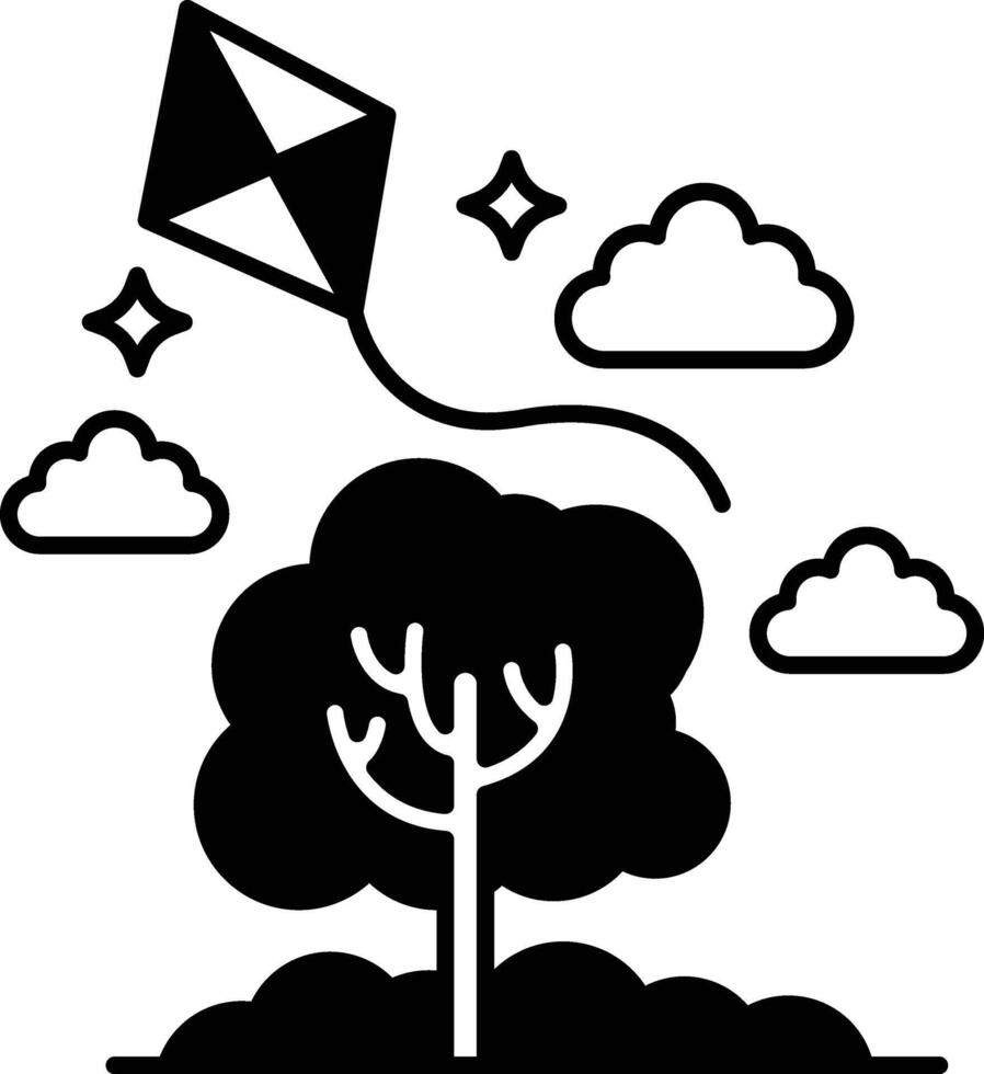 kite is flying in the sky above a tree vector