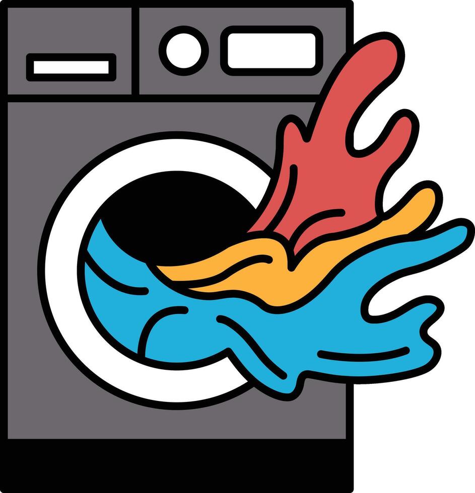 A cartoon drawing of a washing machine with a splash of water vector
