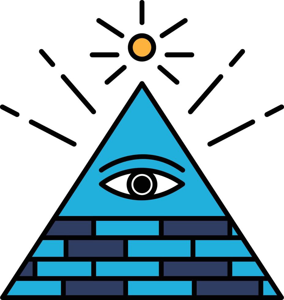 A blue pyramid with a blue eye in the middle vector