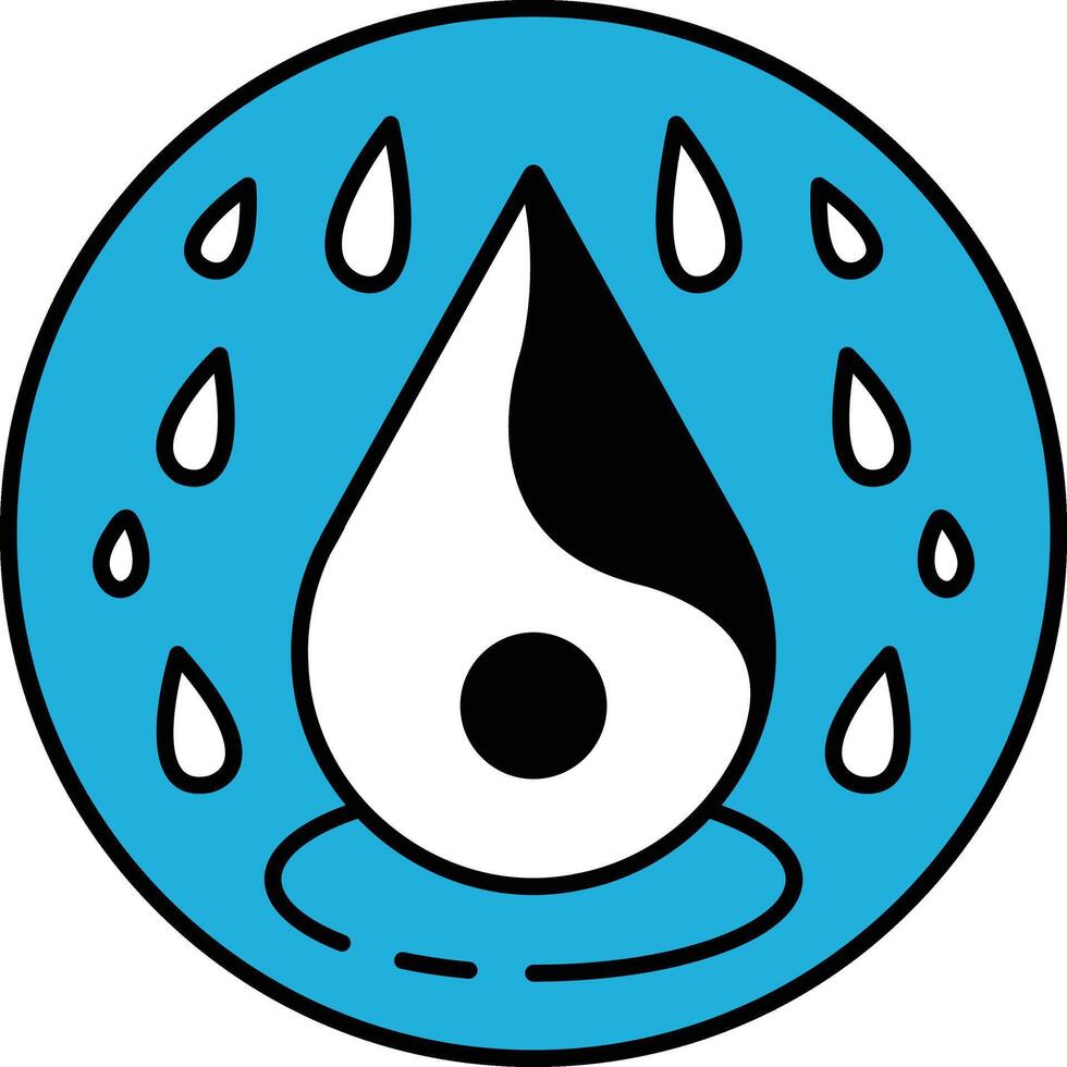 A blue circle with a black and white drop in the middle vector