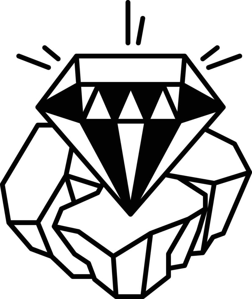 diamond is on top of a rock vector