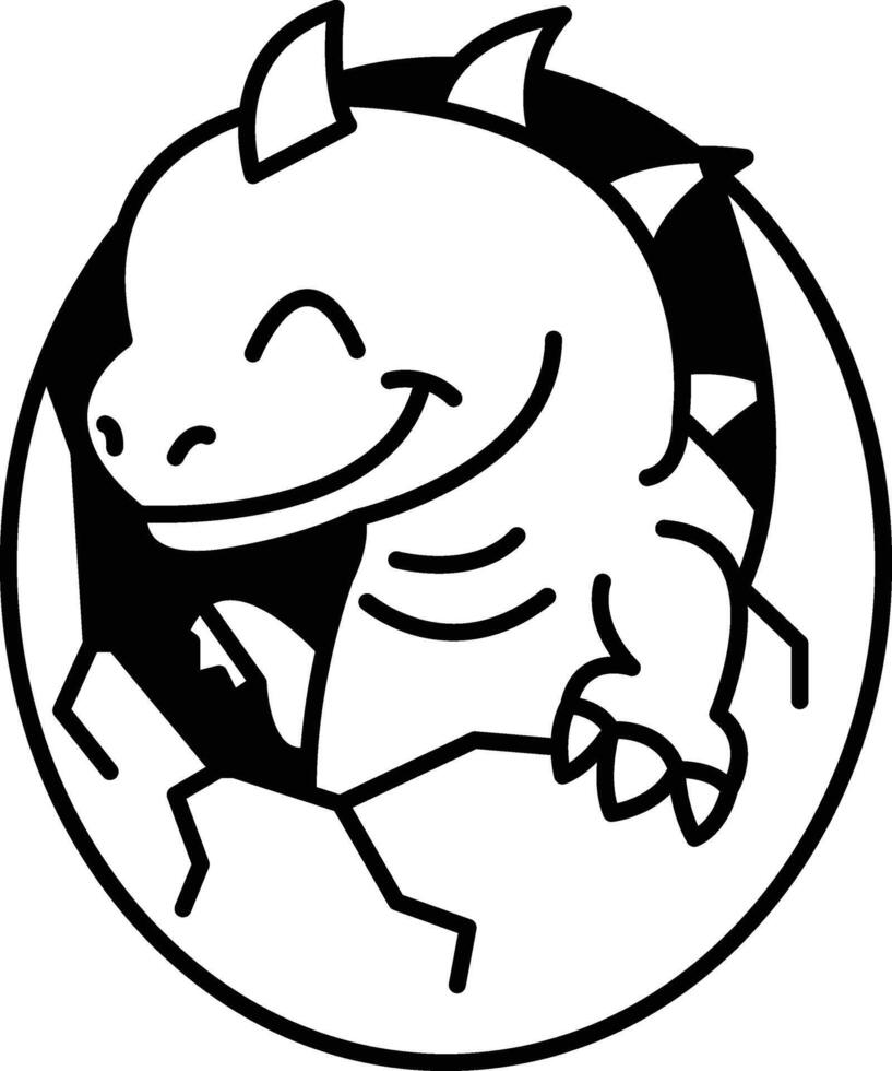 cartoon drawing of a dinosaur with a smile on its face vector