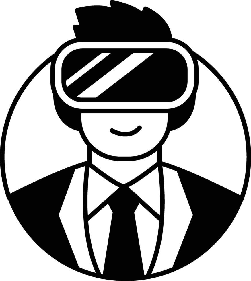 man wearing a suit and tie with a virtual reality headset on his head vector