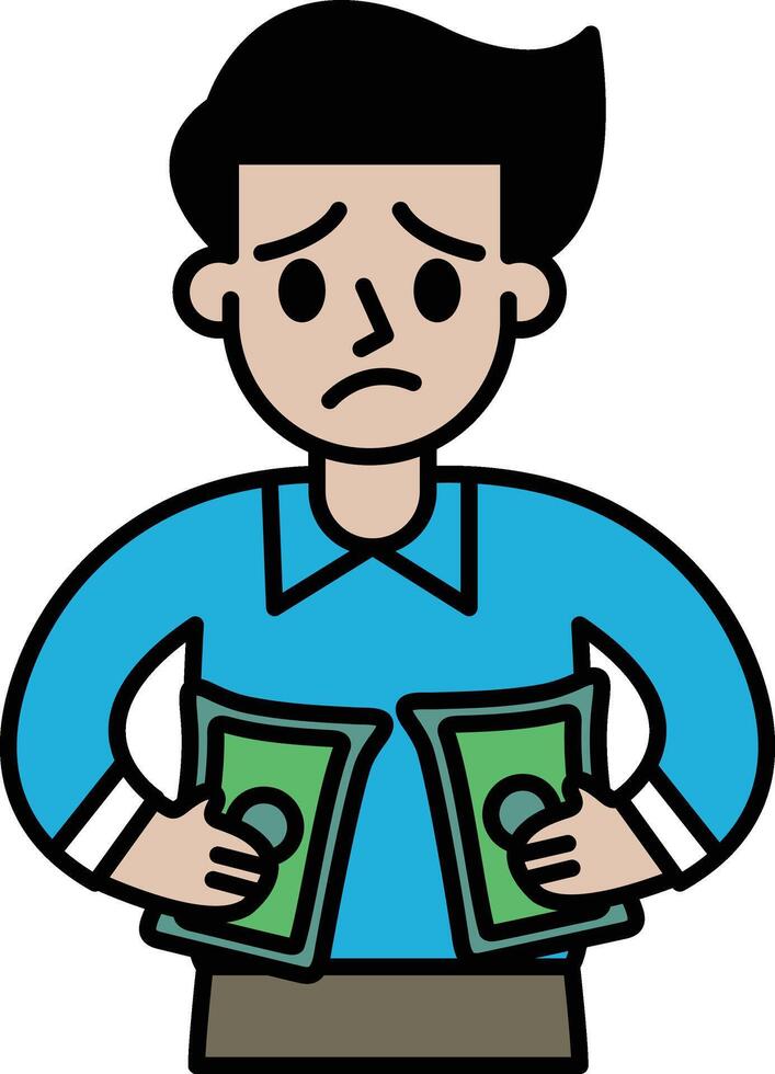 A man is holding two stacks of green bills in his hands vector