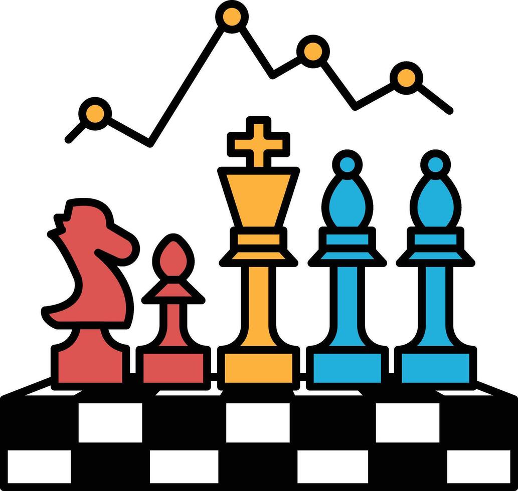 A chessboard with a red knight and a blue king vector