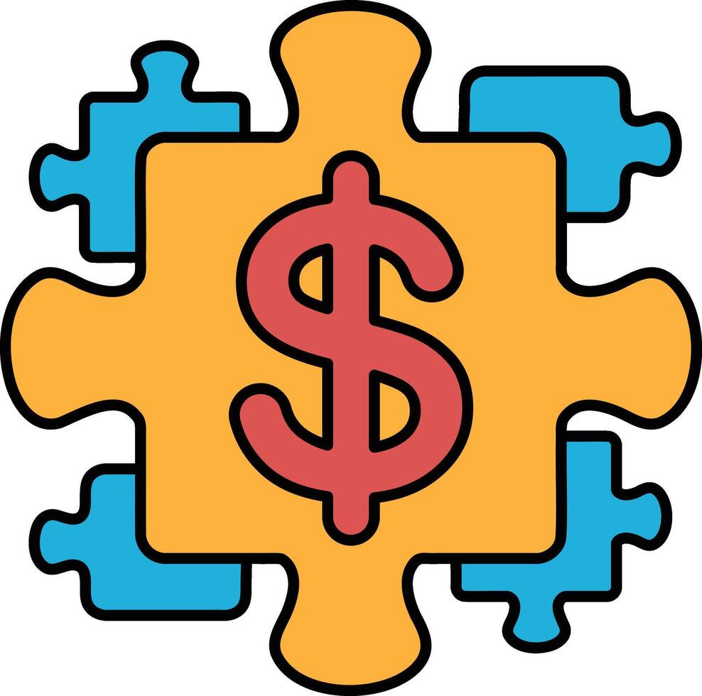 A puzzle piece with a dollar sign in the middle vector