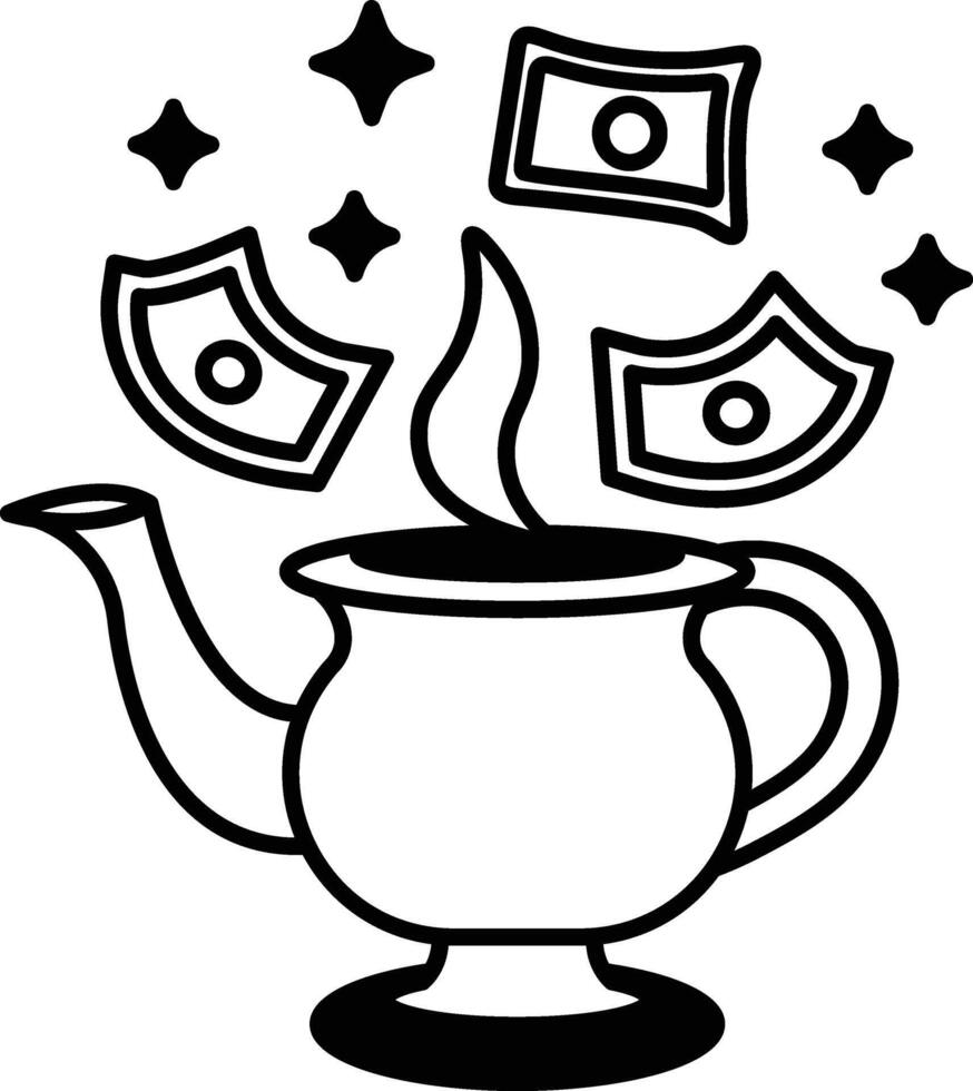 gold pot with money and a flame vector