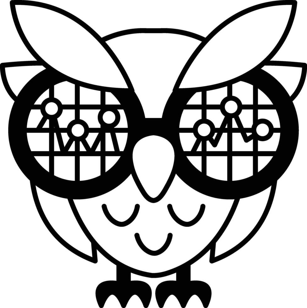 cartoon owl with glasses on its face vector
