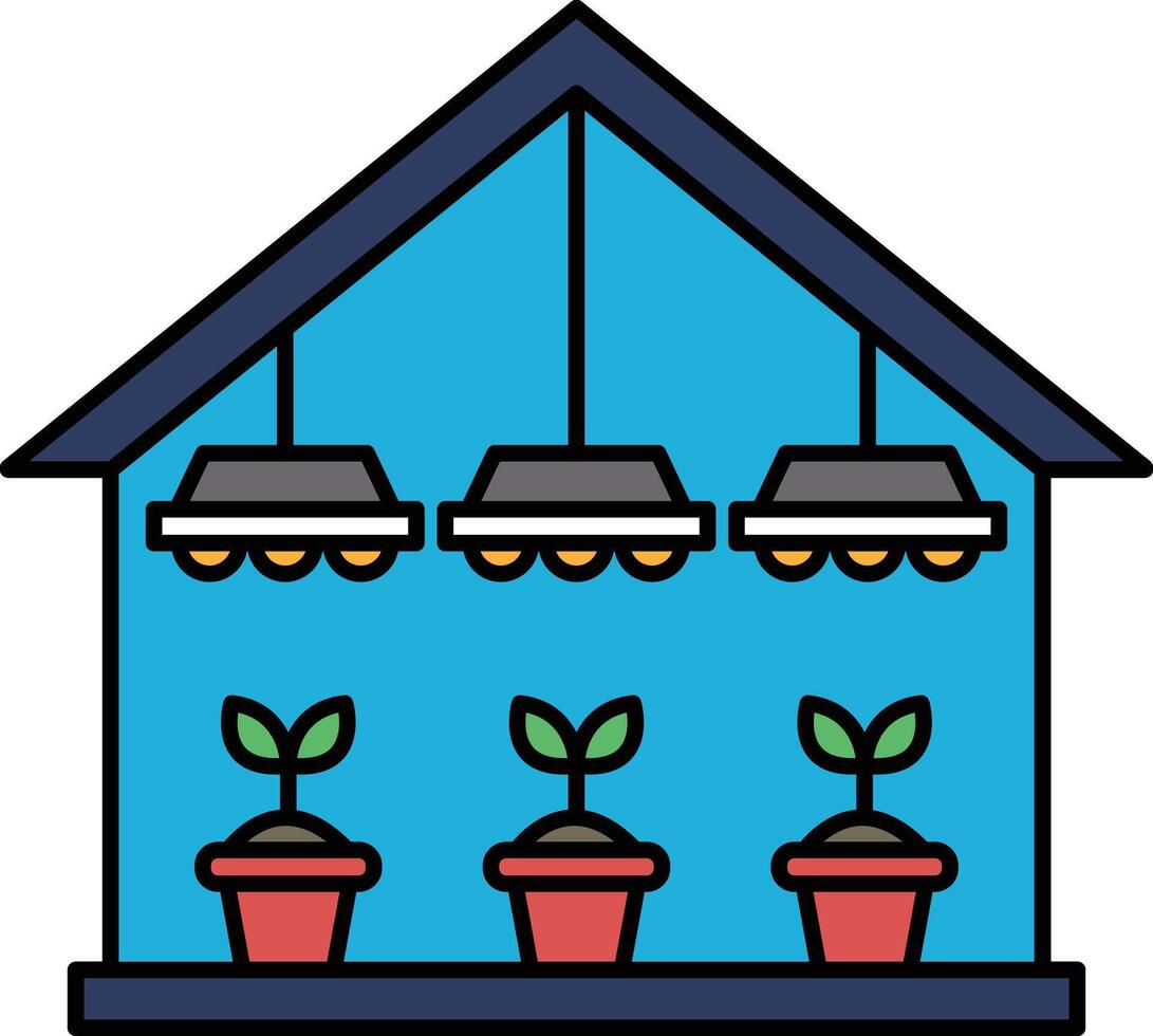 A house with three potted plants in it vector