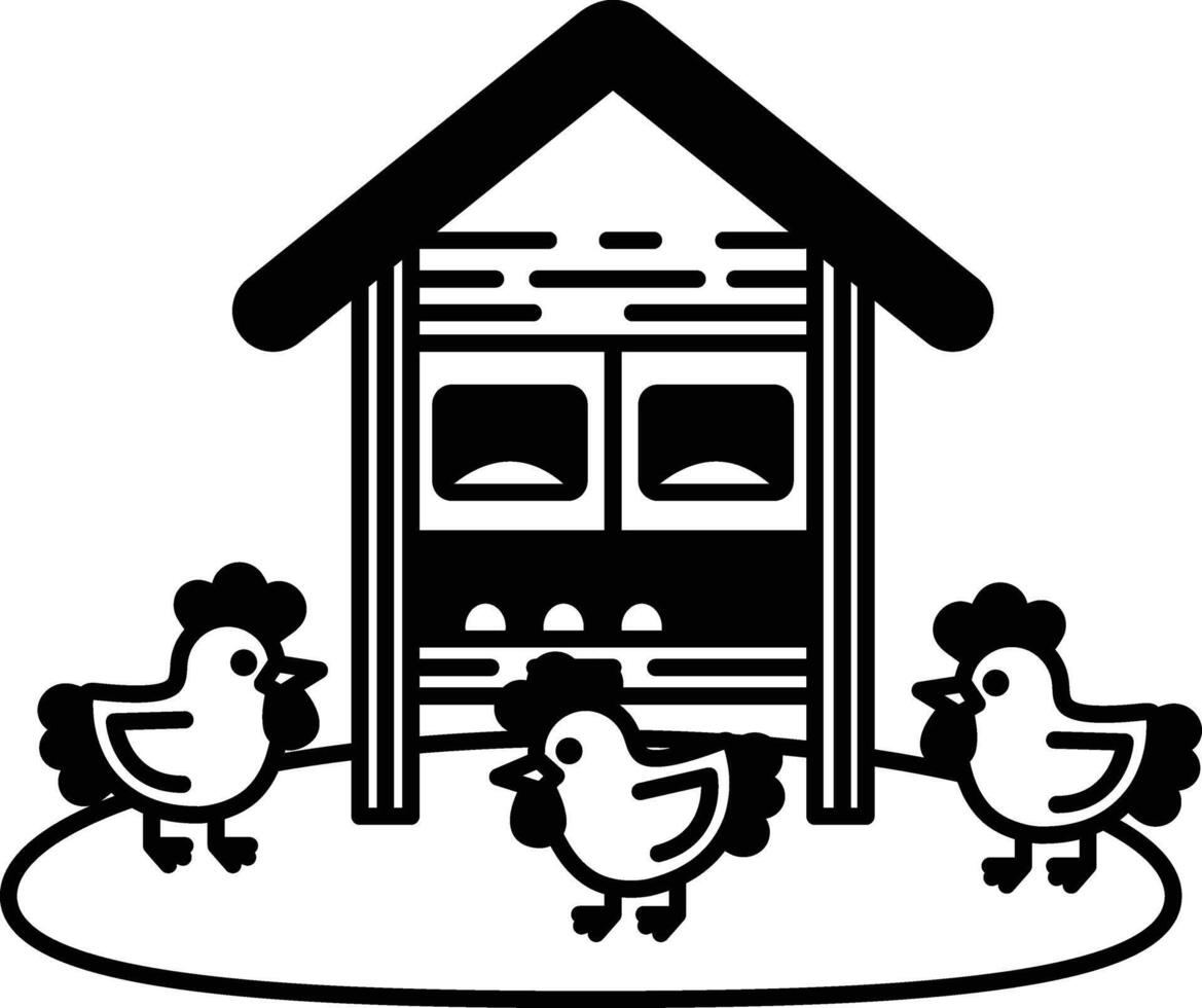 chickens are walking around a chicken coop vector