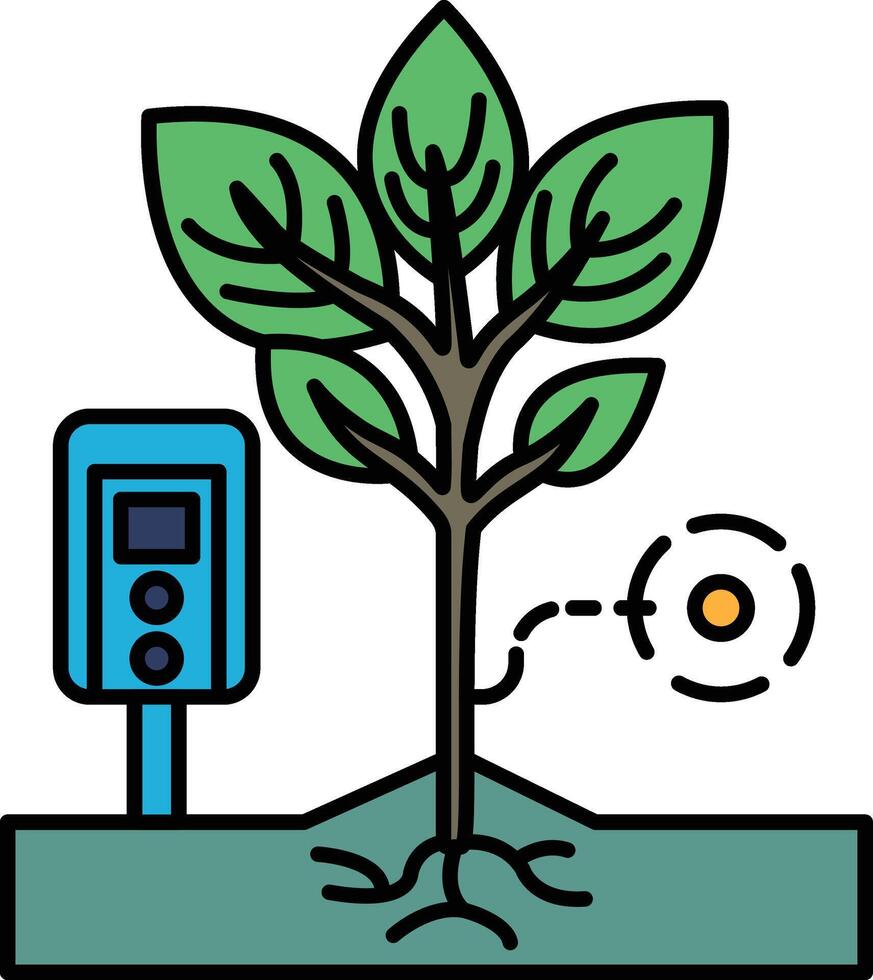 A tree with a device on the ground next to it vector