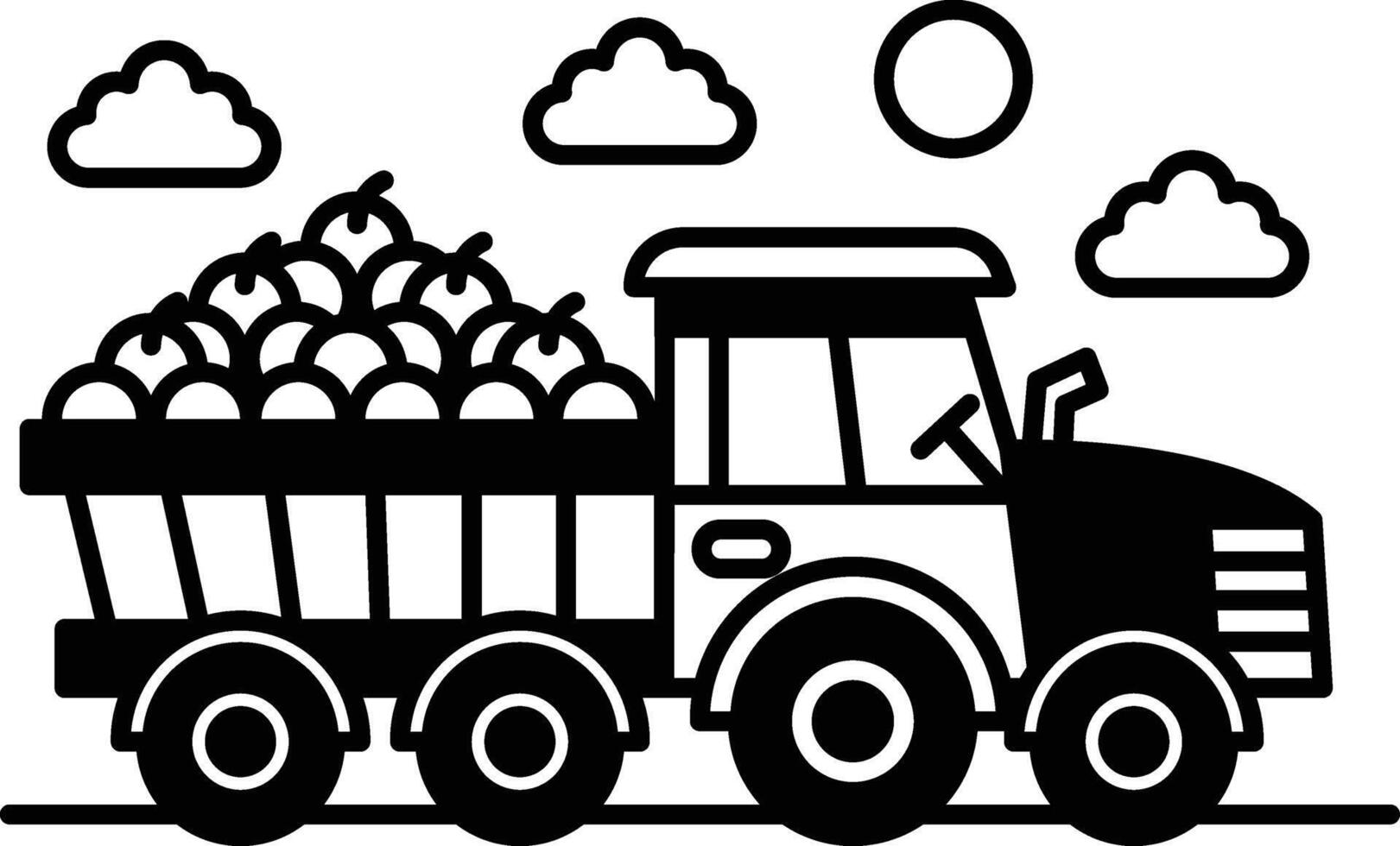 truck is carrying a large amount of fruit vector
