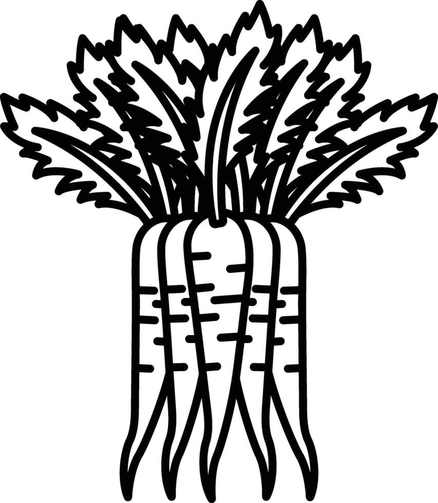carrot is shown in a cartoon style drawing vector