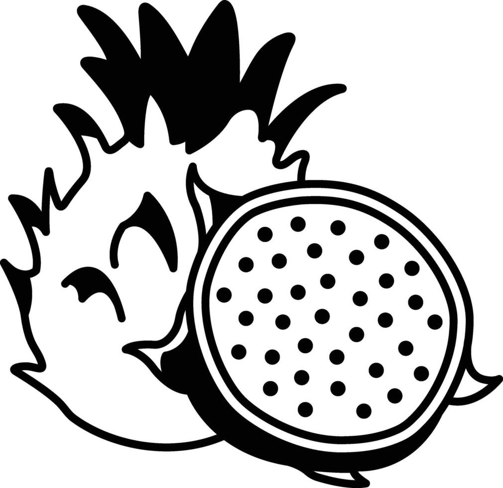 cartoon drawing of a dragon fruit with a white background vector