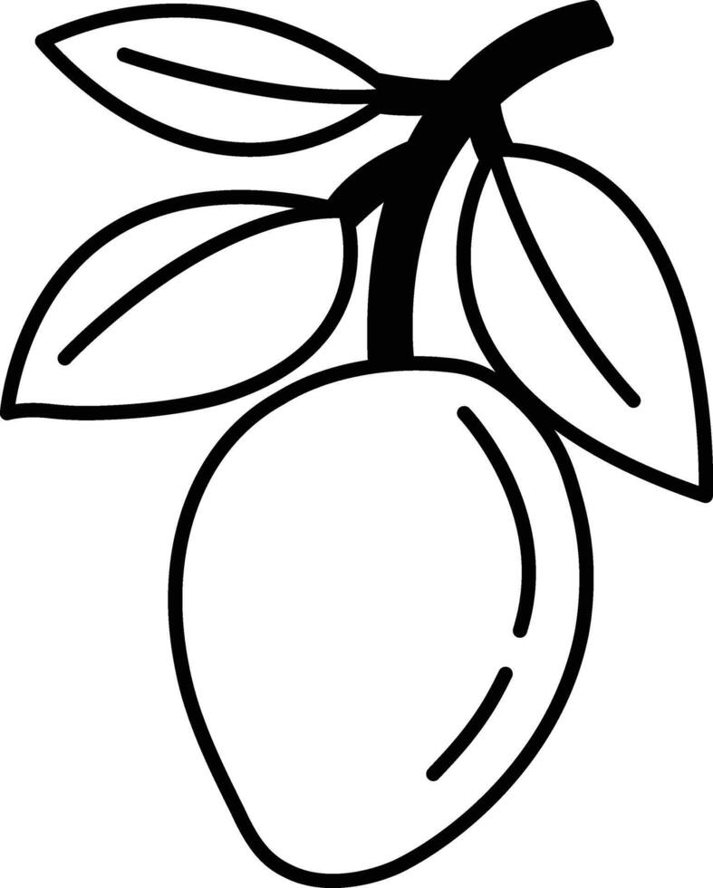 cartoon drawing of a mango with leaves vector