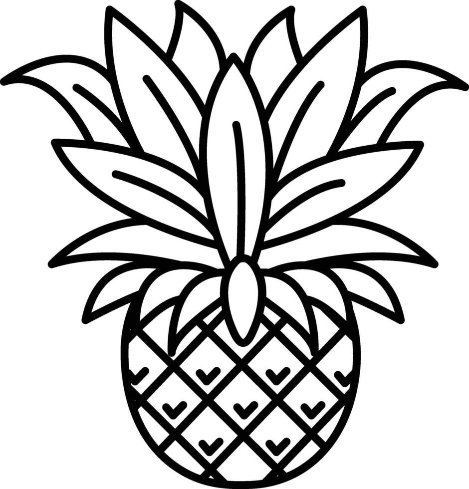 pineapple is drawn in a cartoon style with leaves and a center vector