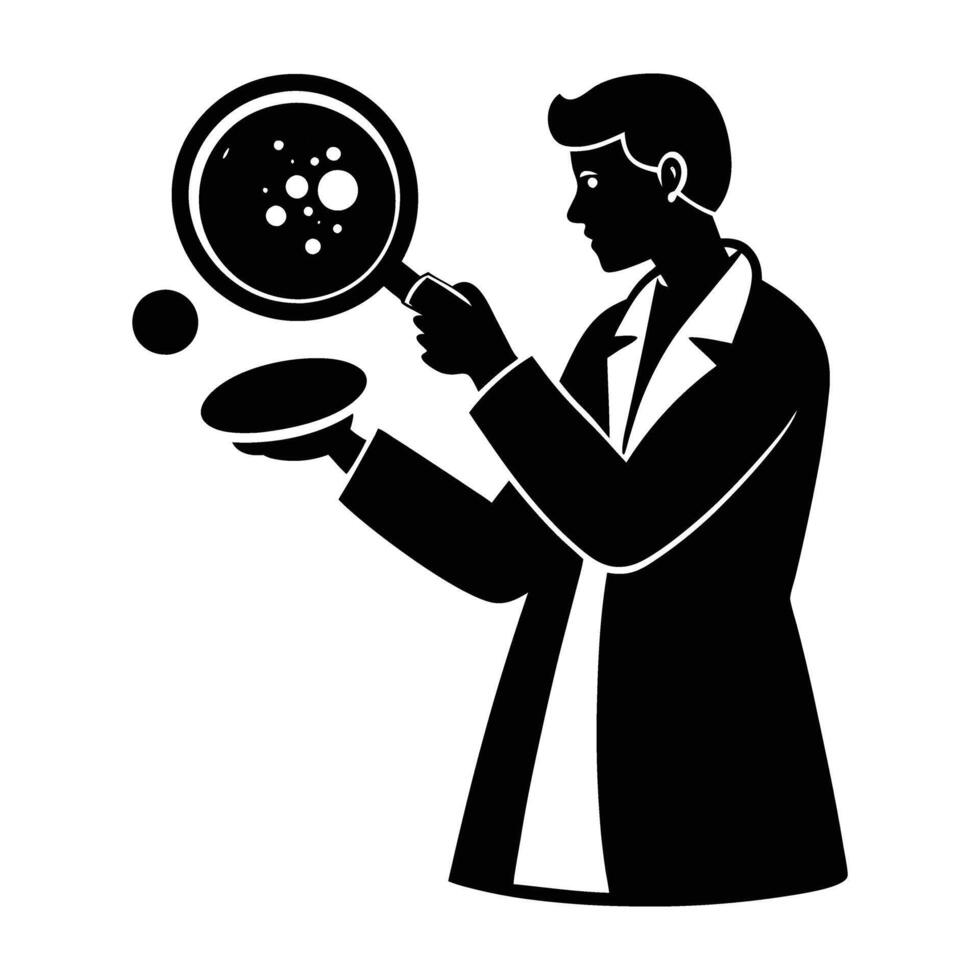 Scientist carefully working with a petri dish to culture samples vector