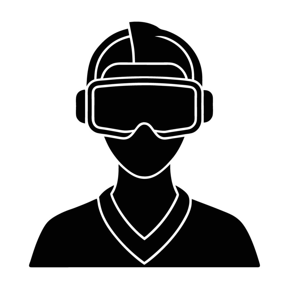 User Wearing a Mixed Reality Headset in a Futuristic Silhouette Display vector