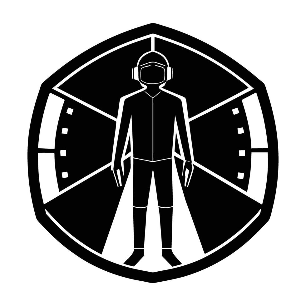 VR User Immersed in an Experience Displayed in a Striking Flat Silhouette vector